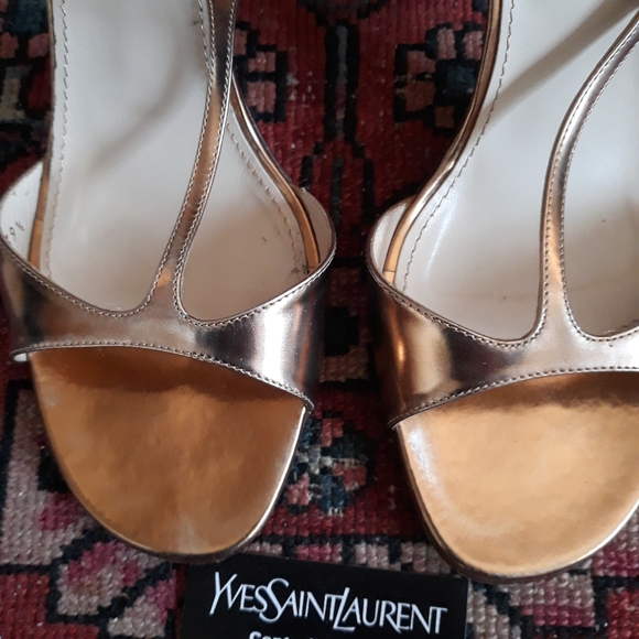 🎄🤶 RARE. YSL Yves Saint Laurent Kelly sandal. 8.5 9 (39). Old Gold - Picture 3 of 8